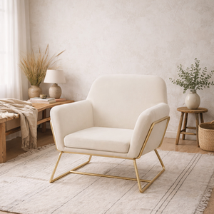 Marselle Cream Velvet Armchair with Matt Black Metal Legs