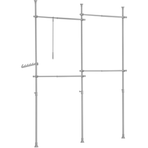Adjustable Clothes Rail with Hanging Rails - Grey