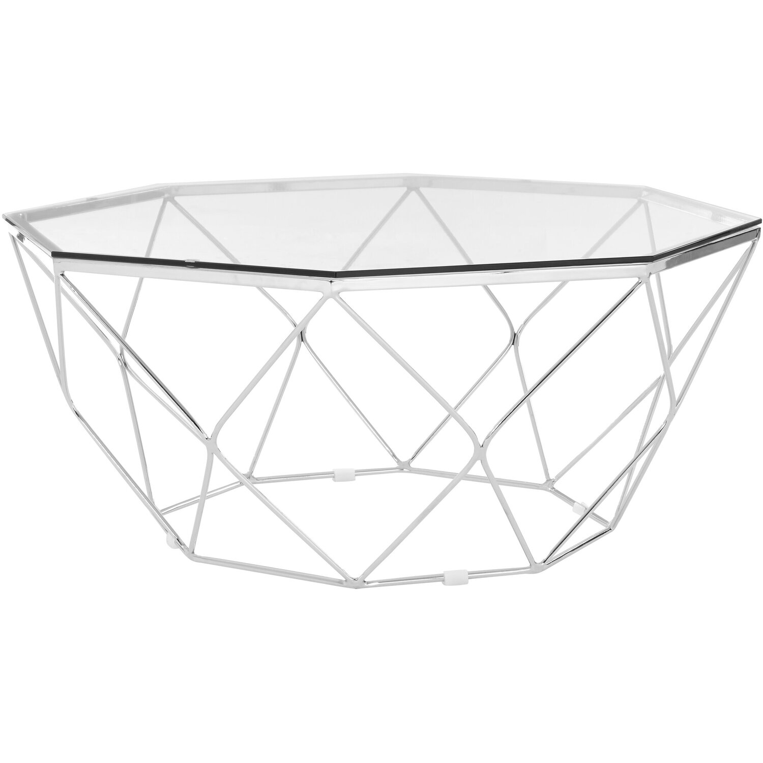 Allure Hexagon Tempered Glass Chrome Coffee Table - Silver