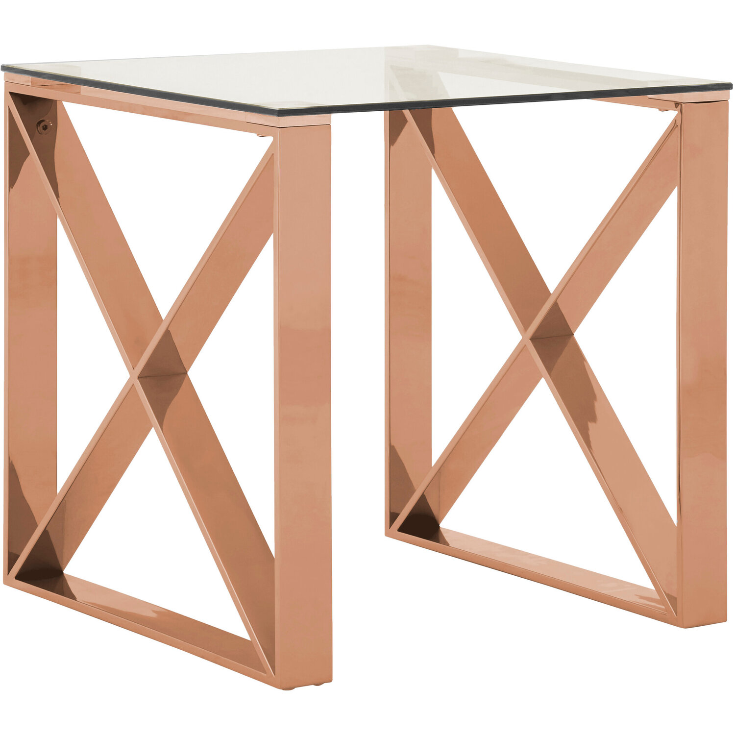 Allure Rose Gold Cross Legs End Table - Gold