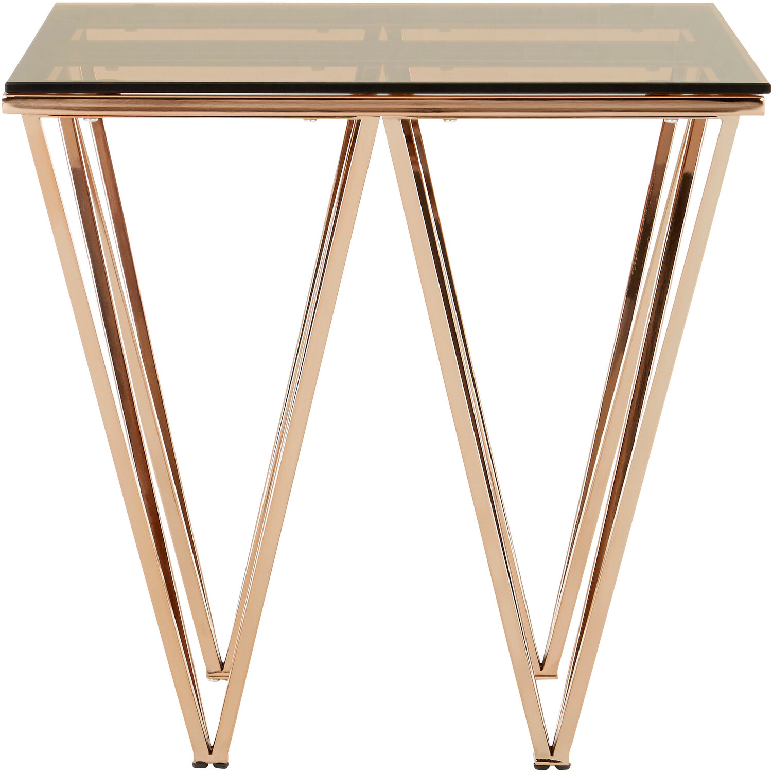 Allure Rose Gold Prismatic Legs End Table - Gold