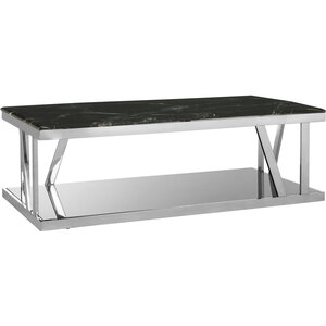 Ackey Table Ackley Silver Coffee Table with Marble Top