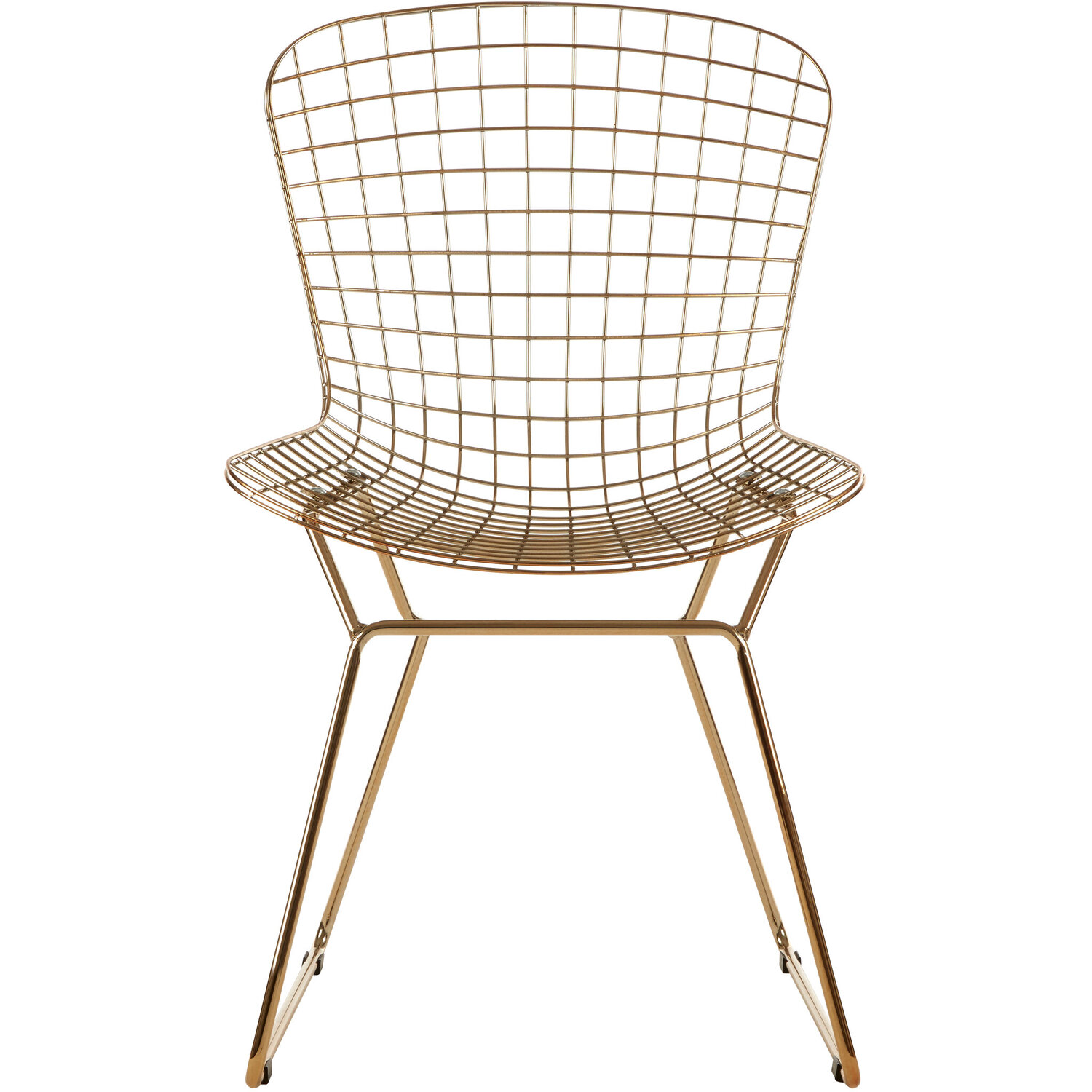 District Gold Metal Grid Frame Wire Chair - Gold