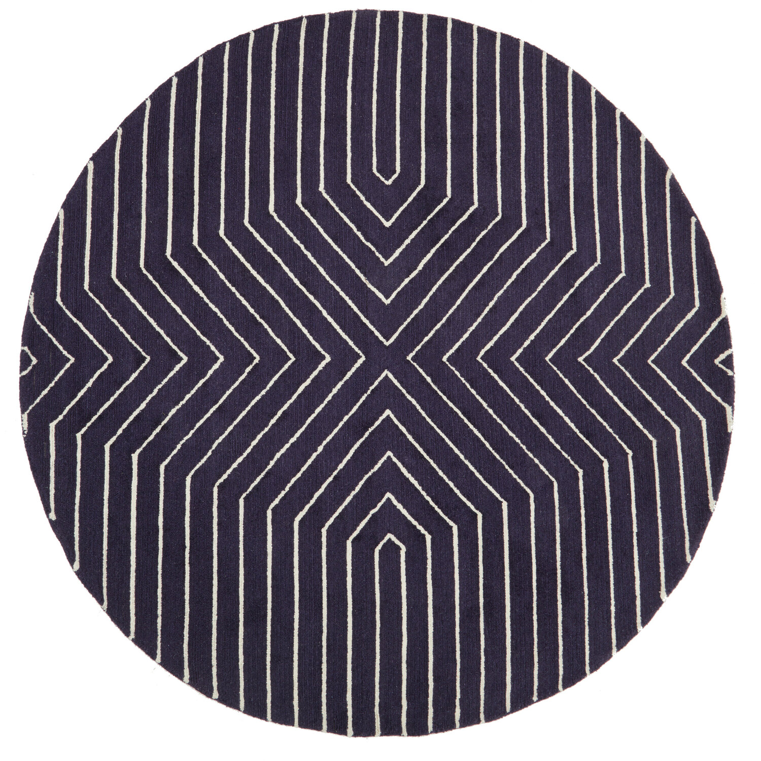 Bosie Moyo Blue And White Round Rug - Blue & White