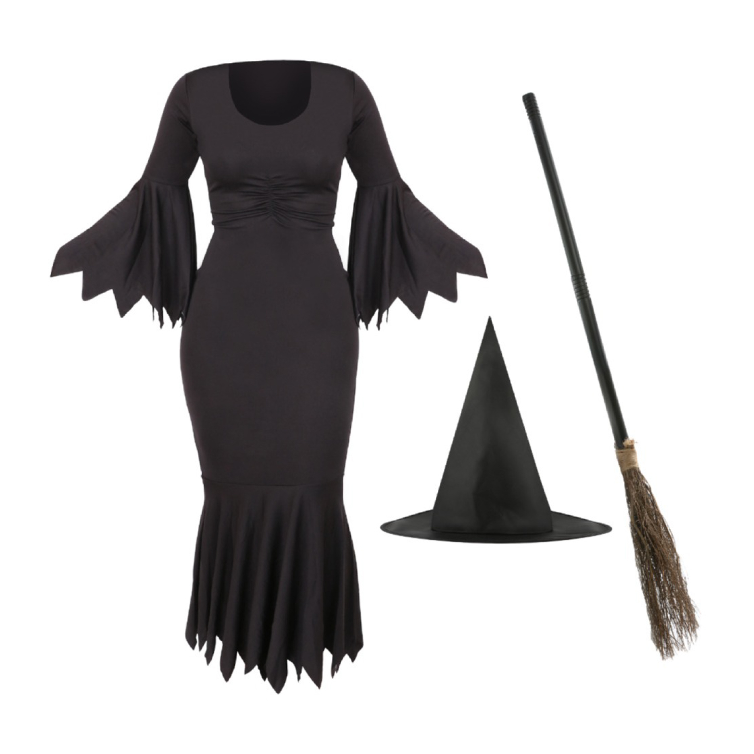 Witch Costume - Dress Hat & Broom
