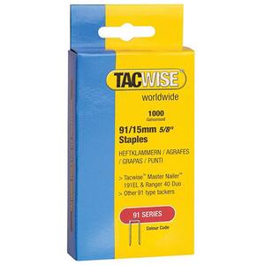 Tacwise 91 Narrow Crown Staples 15mm - Electric Tackers Pack 1000