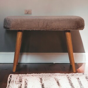 Solid Wood  Upholstered Fabric Bench