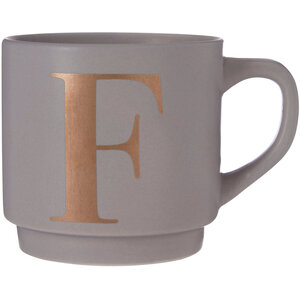 Signet Grey Monogram Mug, F