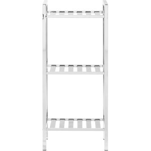 Dara 3 Tier Chrome Shelf Unit with Slatted Sides