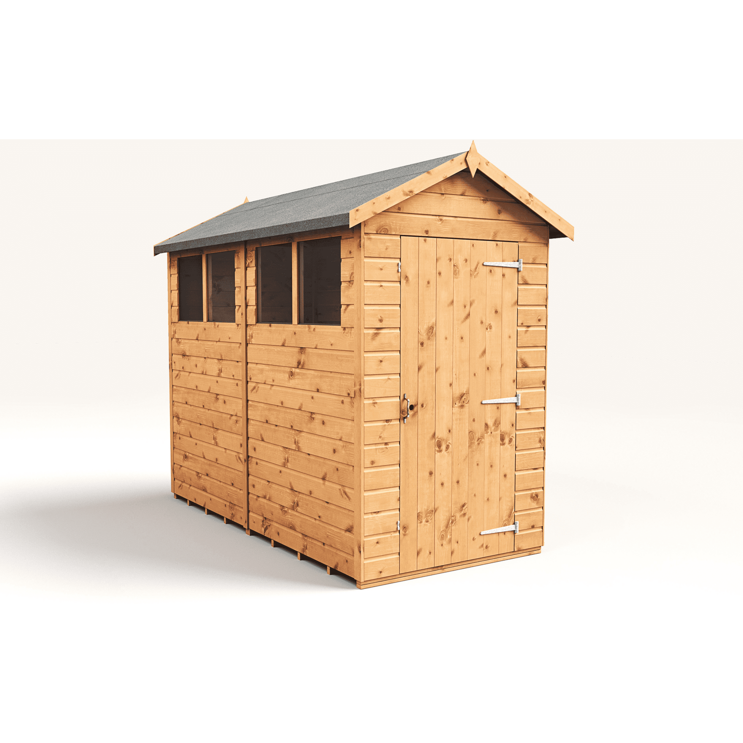 Empire 4x8 Modular Apex Garden Shed with a Single Door & Windows - Brown