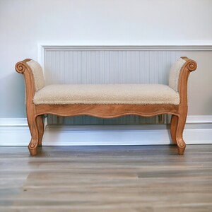 Solid Wood upholstered French Style Bench