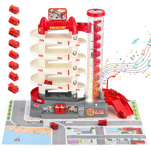 Fire Control  Electric Elevator Garage Toy Set with Mini Cars