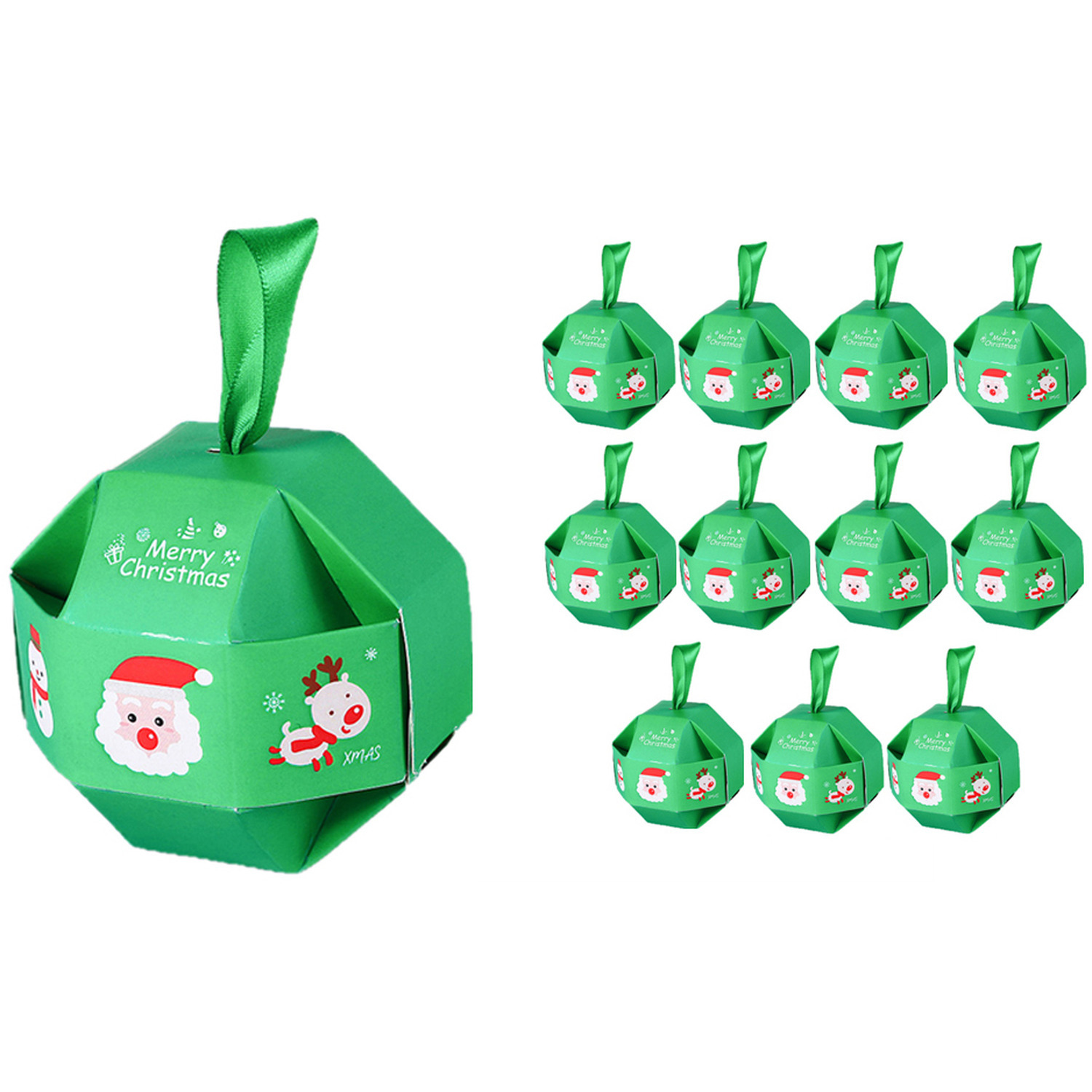 Set of 12 Christmas Treat Boxes - Green
