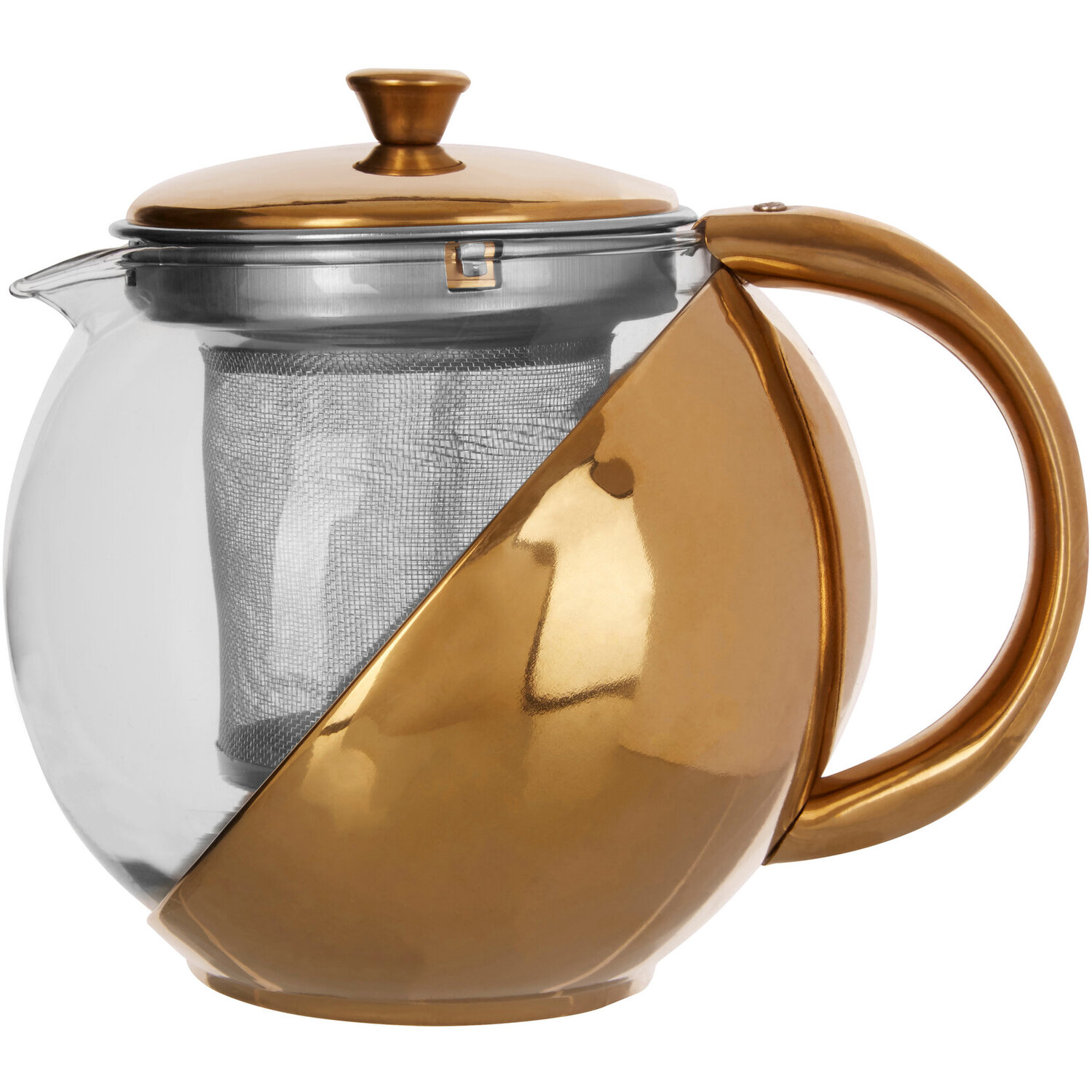 Fuso  Gold Finish Glass 600 ml Teapot With Infuser - Gold