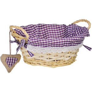 Orla Purple Gingham Lining Round Willow Bread Basket