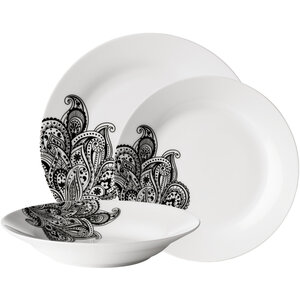 Avie Prince 12 Piece Black Dinner Set
