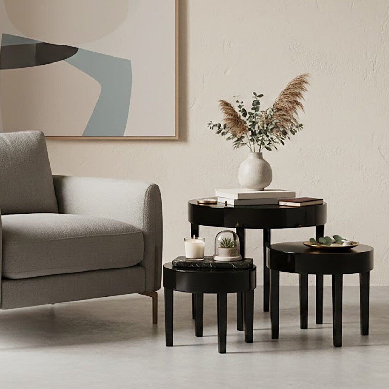 Moritz Set Of Three Nesting Tables - Black