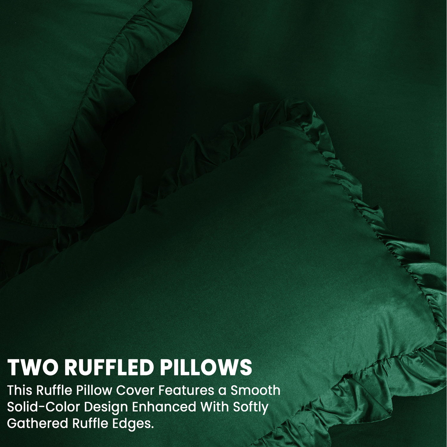 New Ruffled Borders Duvet Cover Set - Green Double