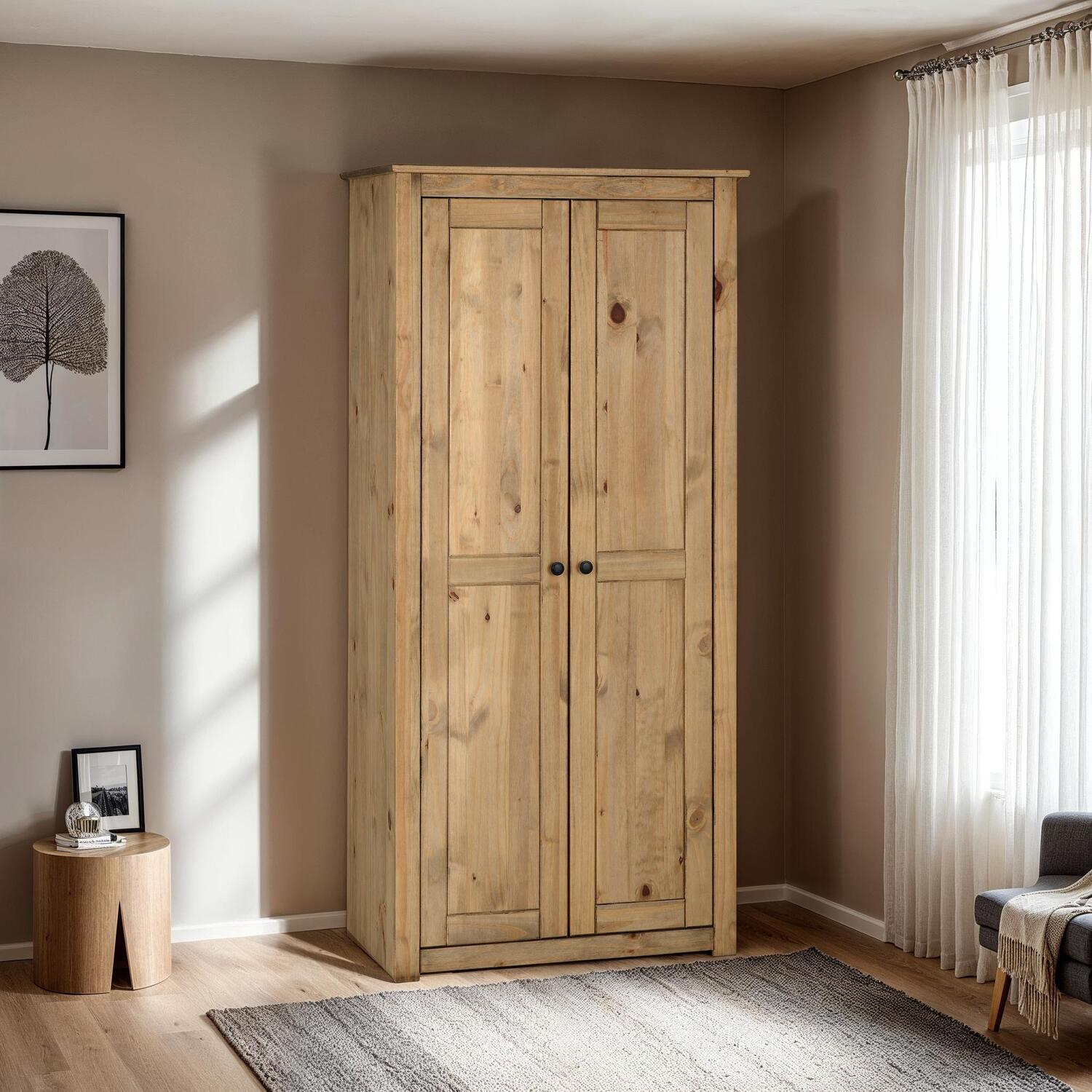 Panama 2 Door Wardrobe  - Natural Wax