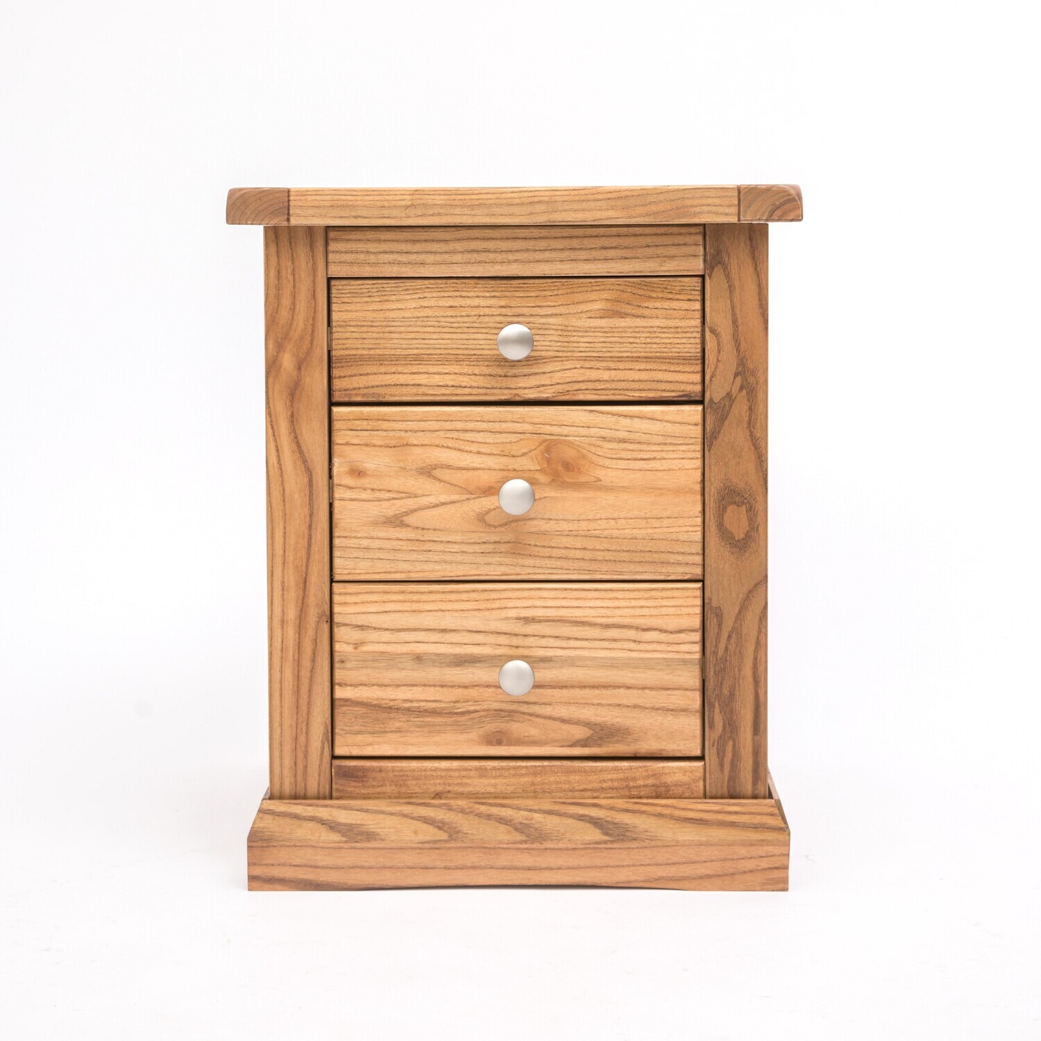 Cabinet Bits Salerno 3 Drawer Bedside Table - Light Wood / Chrome Knob