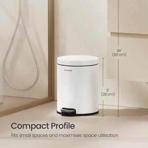 Bathroom Pedal Bin, 6 L Steel Toilet Bin with Soft-Close Lid