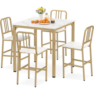 5-Piece Faux Marble Counter Height Dining Set