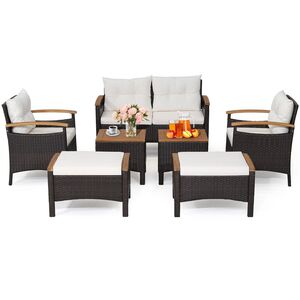 7 Piece Patio Rattan Sofa Set