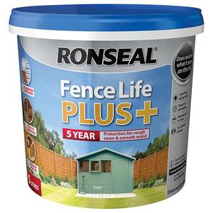 Ronseal Fence Life Plus Sage 5 Litre - Exterior Wood Treatment