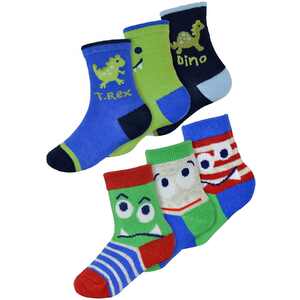 6 Pack Baby Boys Monsters Dinosaur Design Pattern Socks