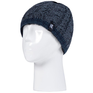 Boys Kids Cable Knit Warm Fleece Lined Thermal Winter Hat & Gloves Set