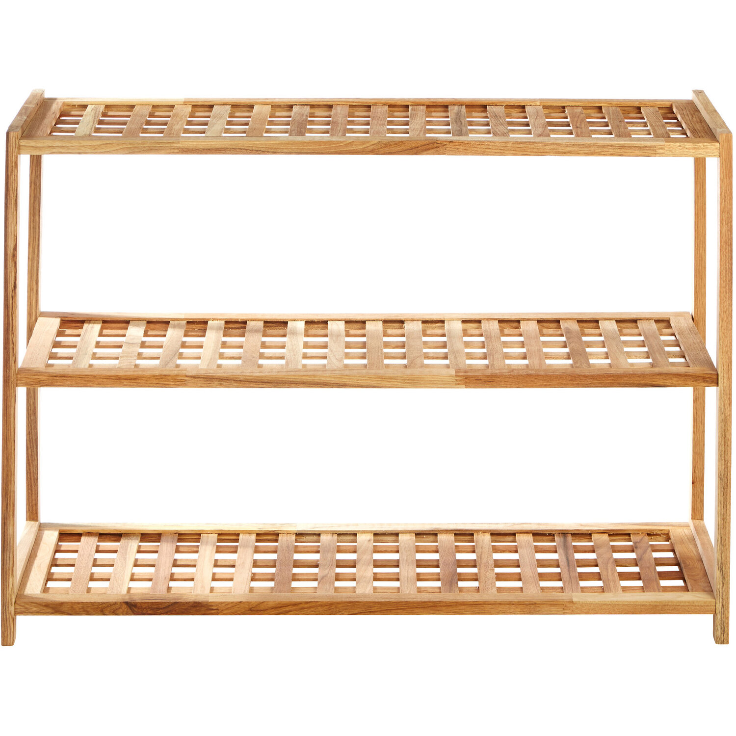 Maison By Premier Arla 3 Tier Walnut Wood Grid Design Shoe Rack - Natural