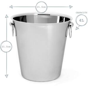 Stainless Steel Ice Bucket & Tongs Set - 4 Litre - Silver