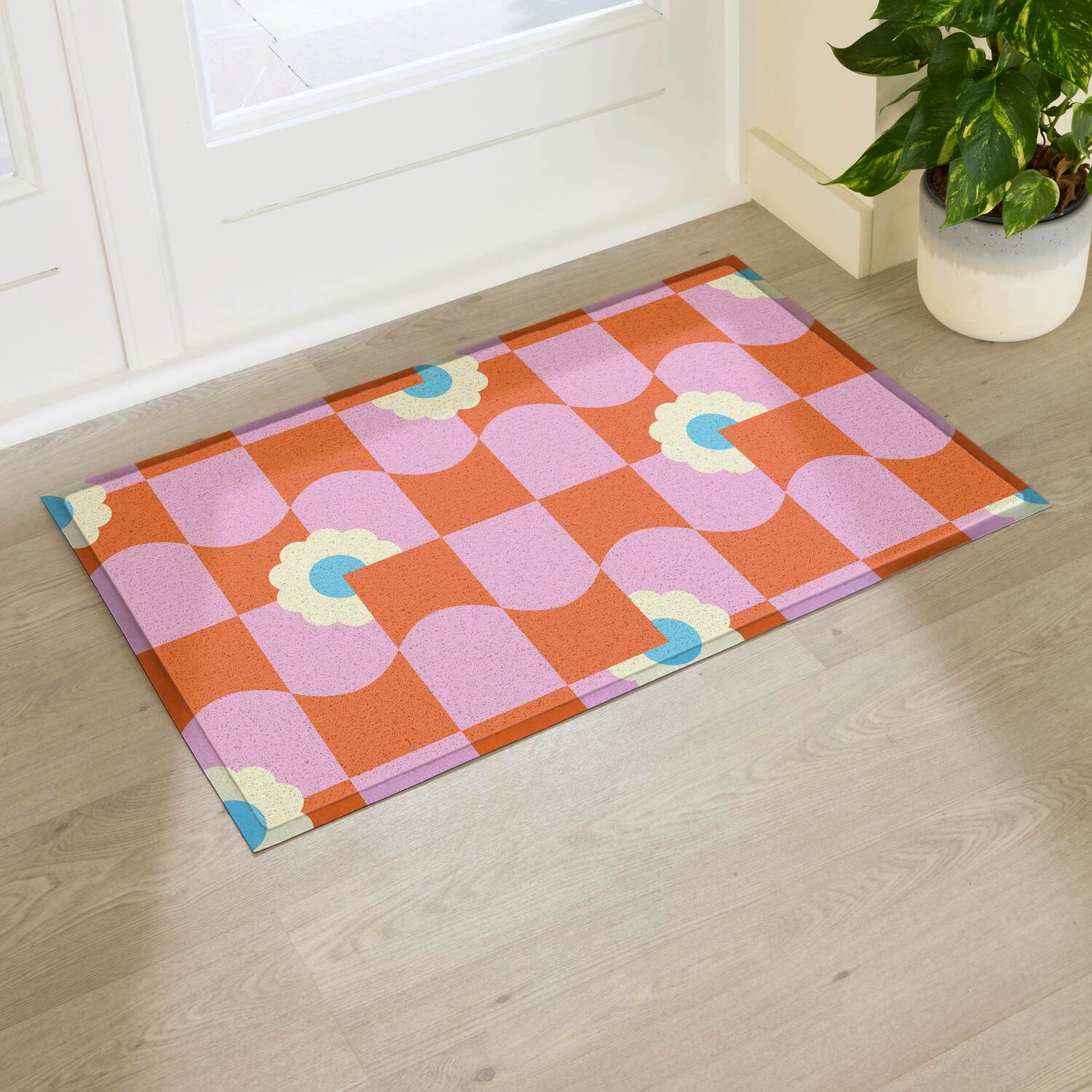 Artsy Mats Elizabeth Olwen Floral Wave Pattern Indoor/Outdoor Doormat (90X60cm) - Multi / 90 X 60Cm