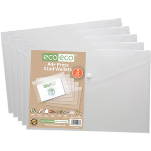 Pack of 5 A4 Plus Press Stud Wallets