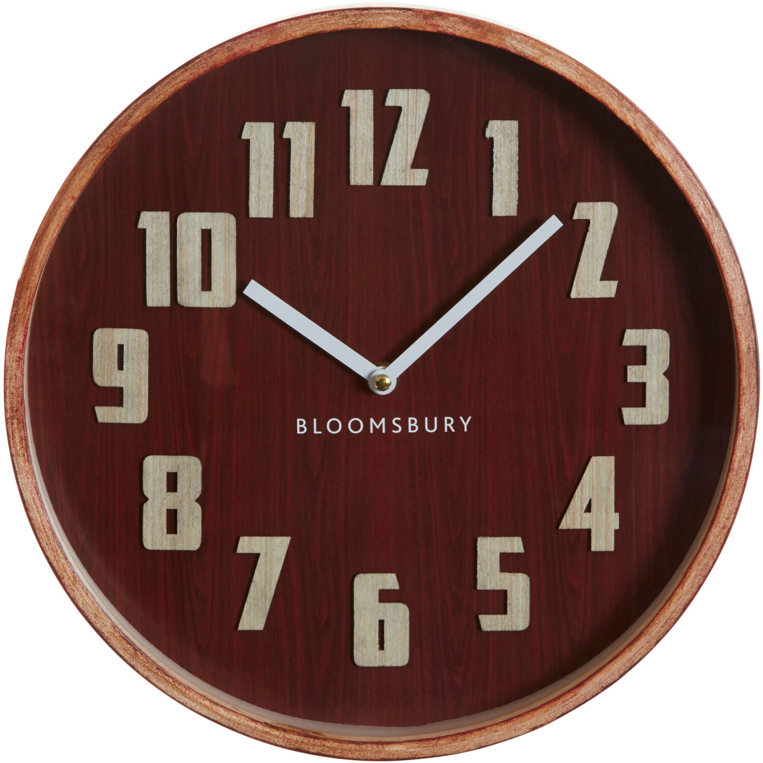 Interiors By Premier Vitus 30Cm Dia Red Grain Small Wall Clock - Red