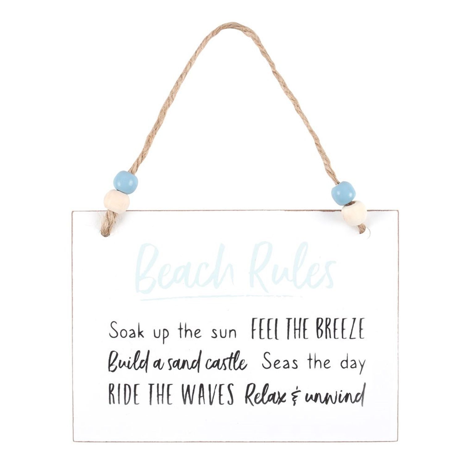 Something Different Beach Rules Hanging Sign - White/Black - One Size