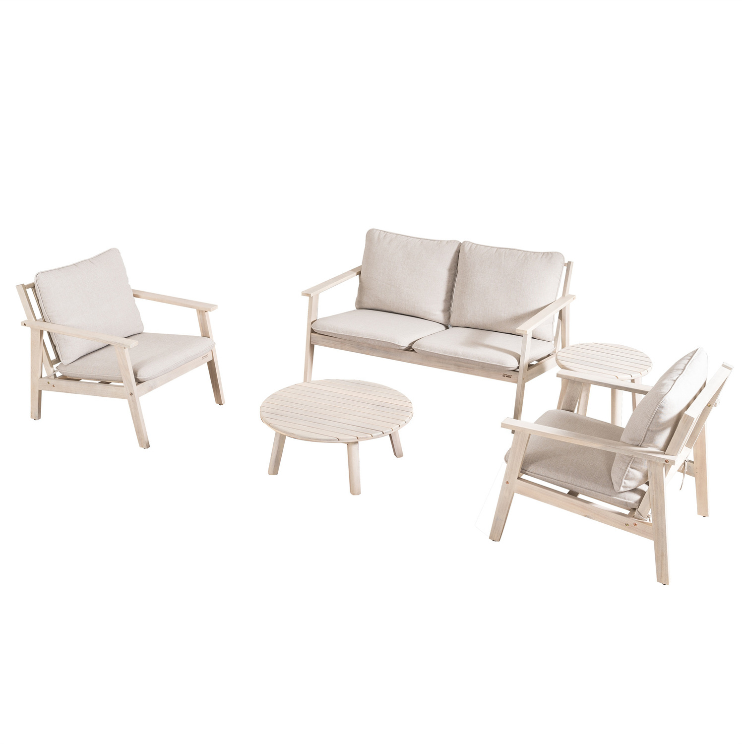 Abrihome Solid Acacia Outdoor Garden Set - Flat Pack 2-Seater Sofa Set - Natural Wood