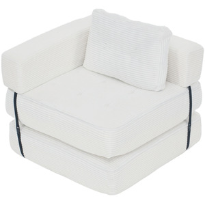 Fold-Out Sofa Bed with Pillow - White