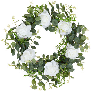 Lifeideas Artificial White Rose Wreath