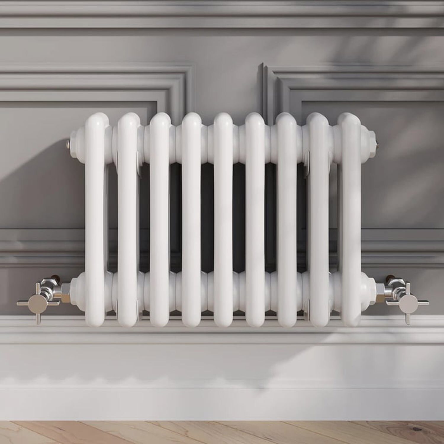Temprazo Traditional Colosseum Double Bar Column Radiator White 300 X 605Mm - White / 425Mm / 300Mm / 100Mm
