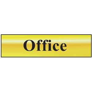 Scan office sign polished brass effect self-adhesive 200 x 50mm
