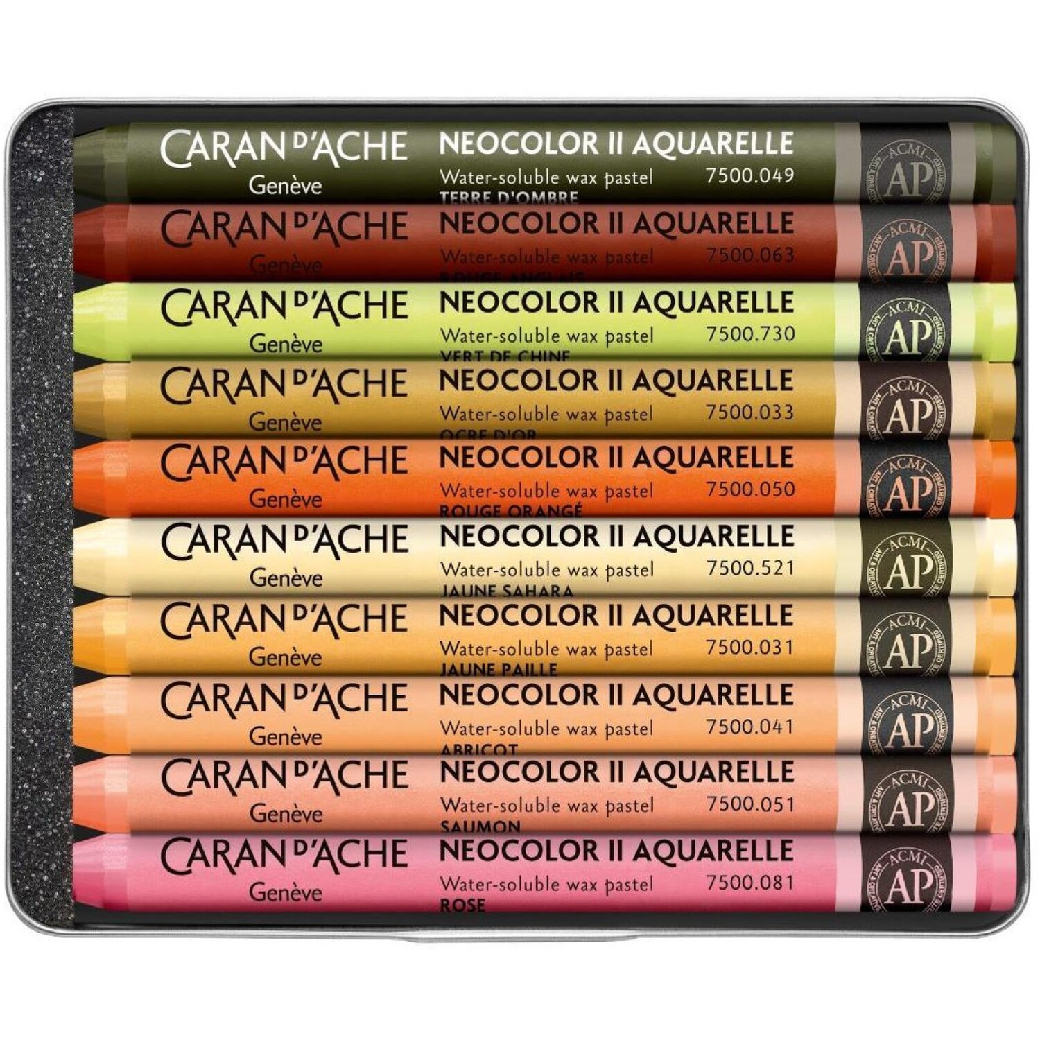 Caran D'ache Beya Rebaï Neocolor Ii Warm Shades - 10 Water-Soluble Wax Pastels Tin Set - Assorted Colours