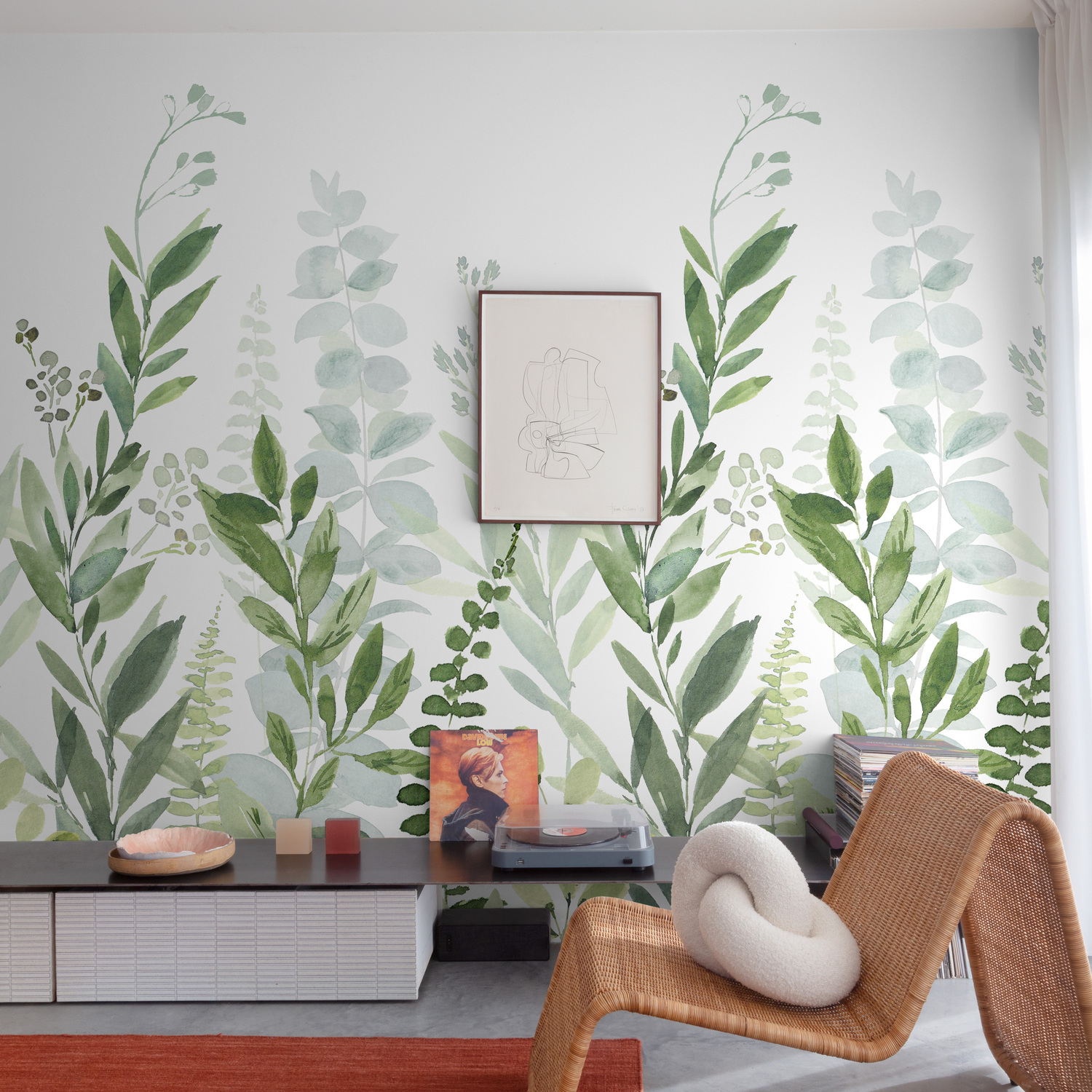 Grandeco Leafy Forest Foliage 3 Lane Repeatable Wallpaper Mural - Green