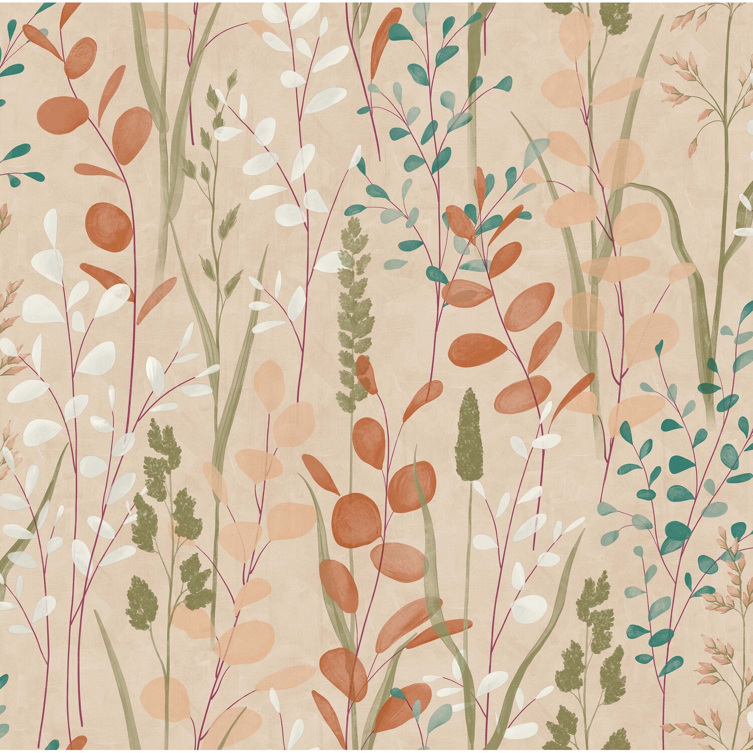B&Q -  Galia Watercolour Wild Flower Medow Textured WallpaperCoral Pink - Image 6