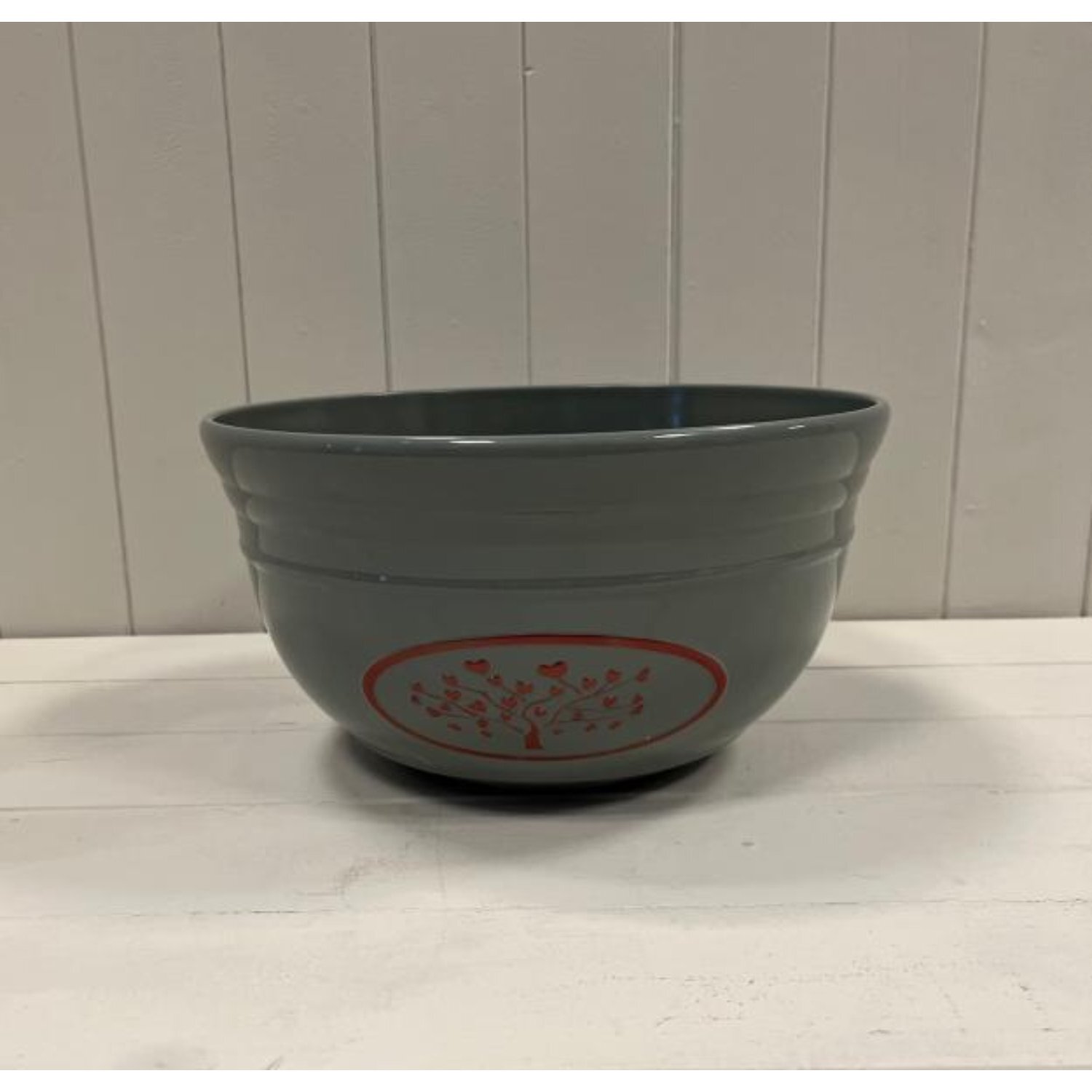KDMD Grey Round Love Heart Tree Bowl Plastic Planter 6.6LTR in Dark Grey