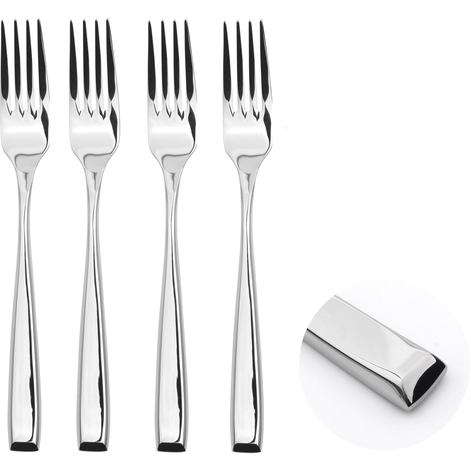 Glim & Glam Cutlery Sets Stainless Steel 18/8 Fork 4Pc Set Catering Taper - Silver