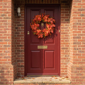 26in Prelit Rustic Autumn Wreath with Warm White Battery Operated LED Lights