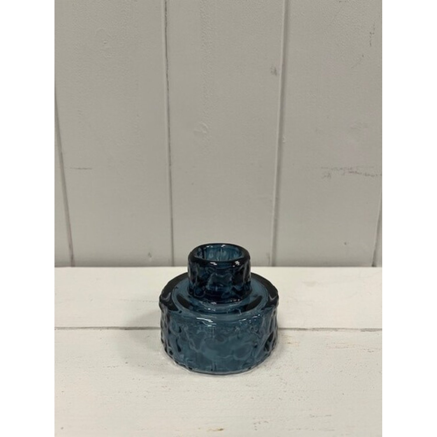 Kdmd Stylish Blue Textured Candle Holder - Blue