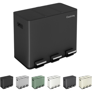 CozyLiving 45L Triple Pedal Bin - 3 x 15L Compartments
