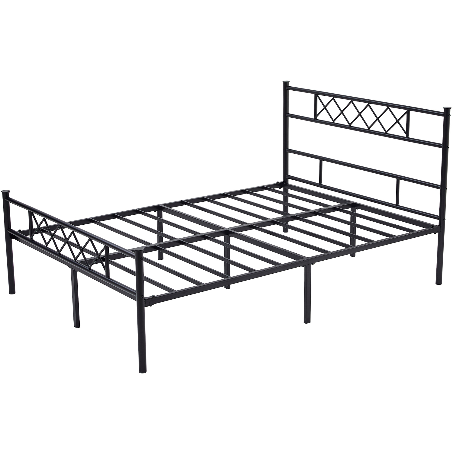 Mcc Direct Double 4Ft6 Black Metal Bed Frame With Headboard And Footboard Felix - Black